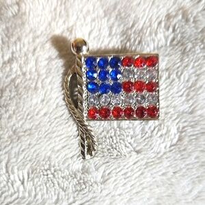 #252 Rhinestone American Flag Brooch